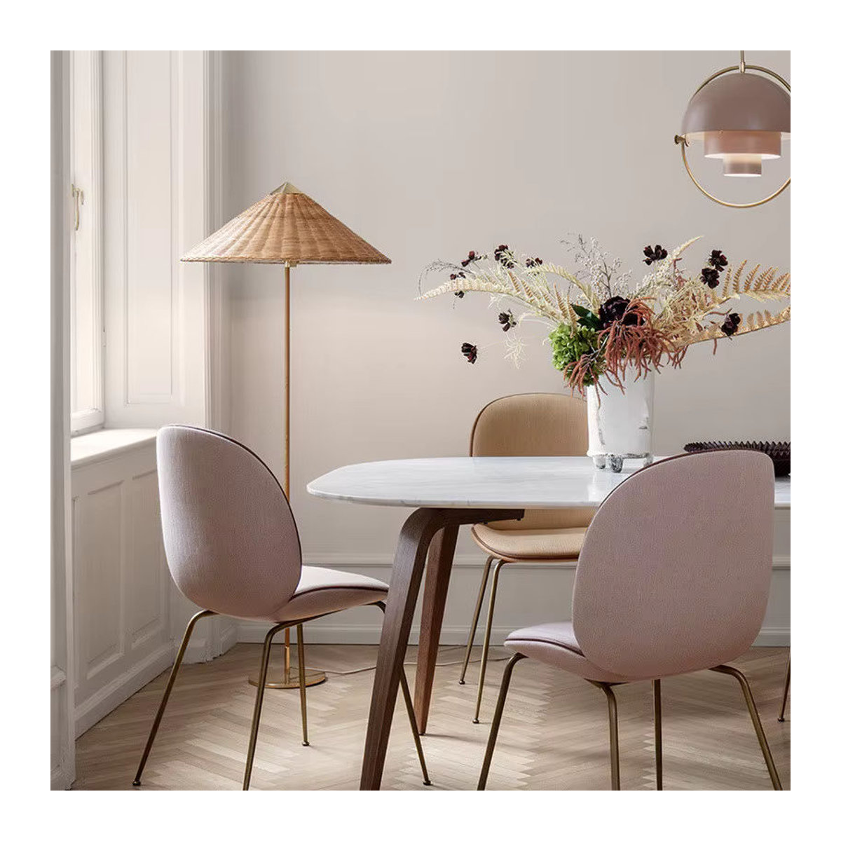 VIGOUS Bodenlampe aus Rattan im Nordic Wabi Sabi Stil, Braun, E27, Modern Minimalistisch - Bild 2