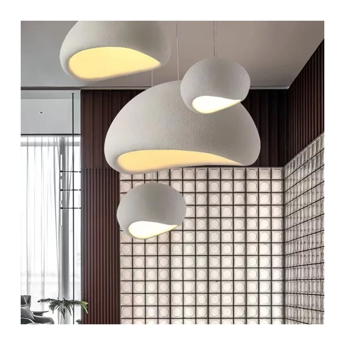 VIGOUS Kronleuchter im skandinavischen Wabi Sabi Design, minimalistische Deckenlampe in Weiß für Esszimmer und Wohnzimmer - Bild 1