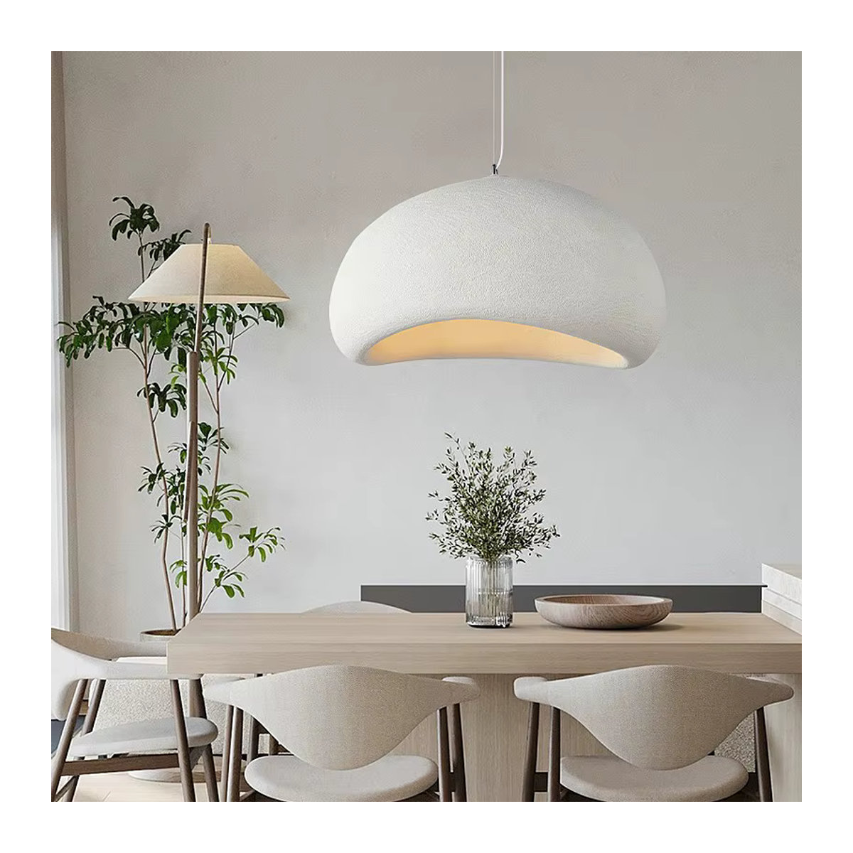 VIGOUS Kronleuchter im skandinavischen Wabi Sabi Design, minimalistische Deckenlampe in Weiß für Esszimmer und Wohnzimmer - Bild 2