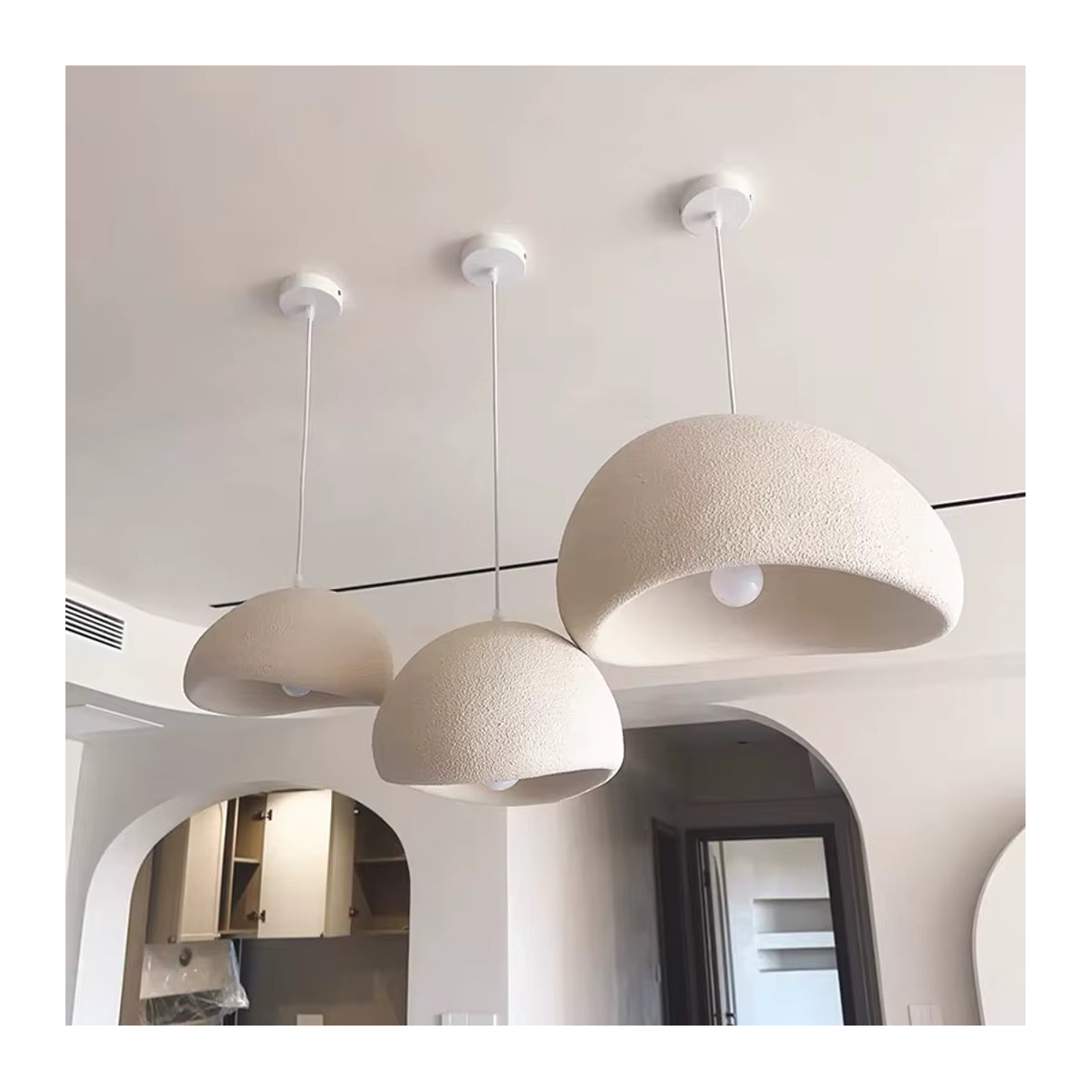 VIGOUS Kronleuchter im skandinavischen Wabi Sabi Design, minimalistische Deckenlampe in Weiß für Esszimmer und Wohnzimmer - Bild 3