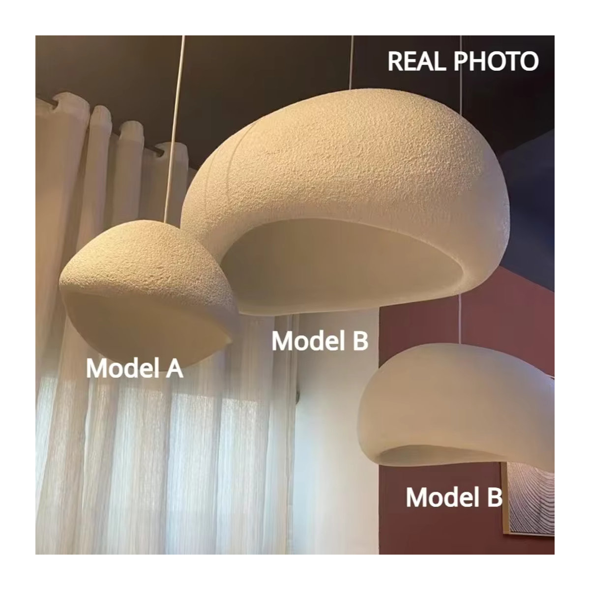 VIGOUS Kronleuchter im skandinavischen Wabi Sabi Design, minimalistische Deckenlampe in Weiß für Esszimmer und Wohnzimmer - Bild 5