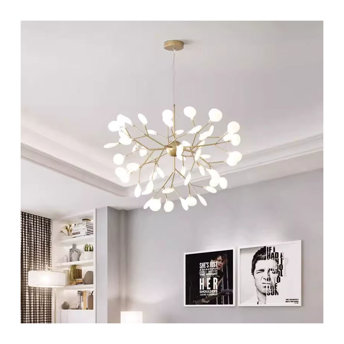 VIGOUS LED Kronleuchter im skandinavischen Design mit Zweig-Anhänger aus Metall in Gold und Schwarz - Bild 2