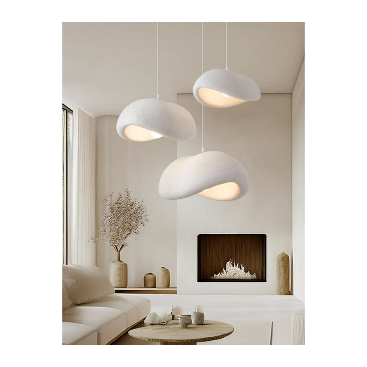 VIGOUS Pendelleuchte LED Wabi Sabi im minimalistischen Design Weiß - Bild 1