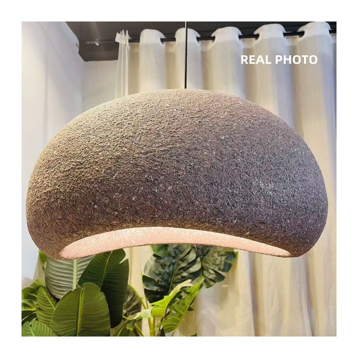 VIGOUS Wabi Sabi Keramik Pendelleuchte im skandinavischen Design, Grau, E27 - Bild 5