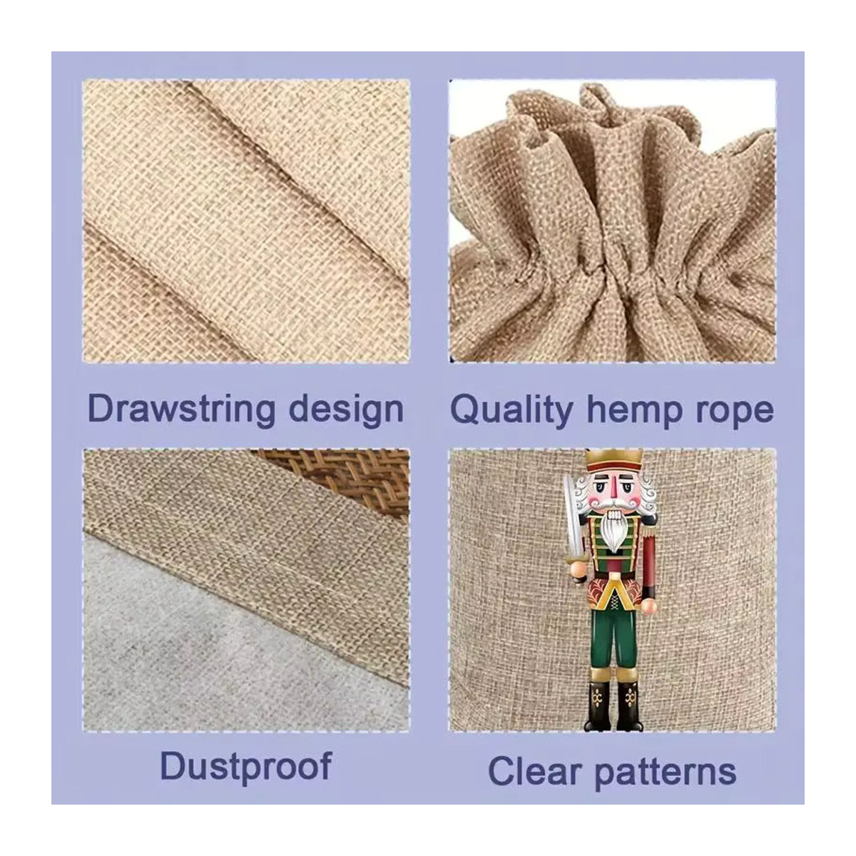VIKAMA 12-teiliges Set Weihnachts-Süßigkeitentüten aus Leinen mit Nussknacker-Design in Beige, rustikale Geschenkbeutel für Weihnachtsgeschenke - Bild 2