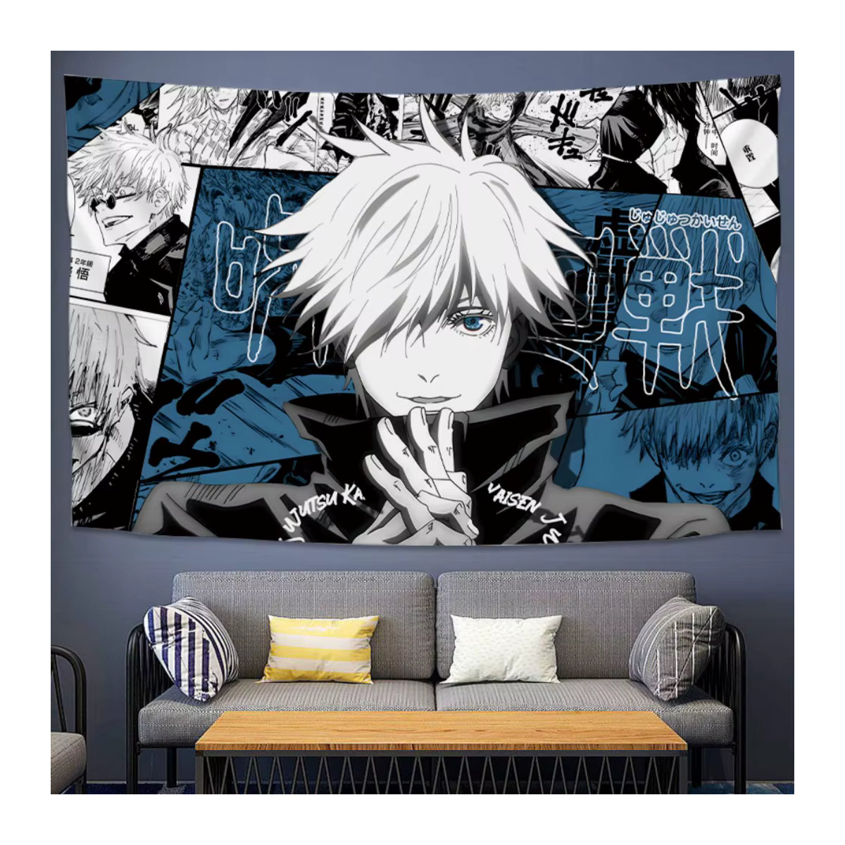 VIKAMA 2D Anime Wandteppich als ästhetischer Wandbehang für dein Studentenwohnheim oder Schlafzimmer, mehrfarbig, rechteckig - Bild 1