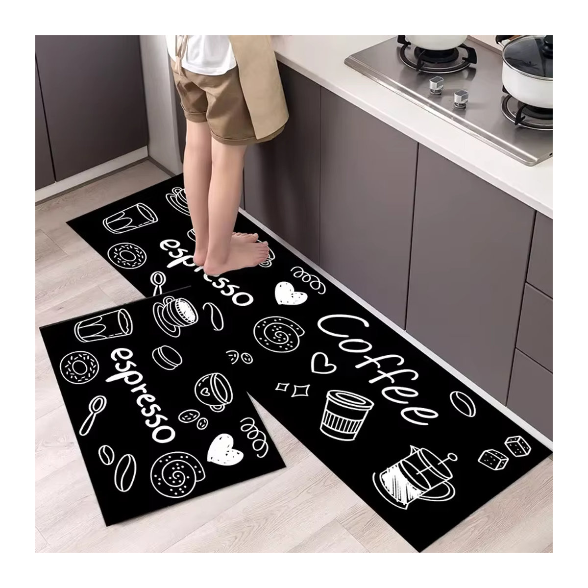 Vikama 2er-Set Küchenbodenmatte in Schwarz, wasserabsorbierend und ölbeständig - Bild 1