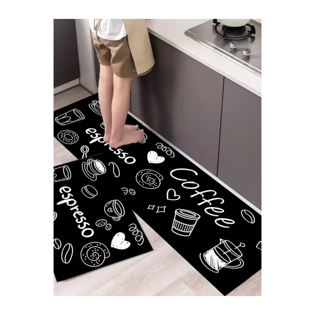 Vikama 2er-Set Küchenbodenmatte in Schwarz, wasserabsorbierend und ölbeständig - Bild 2