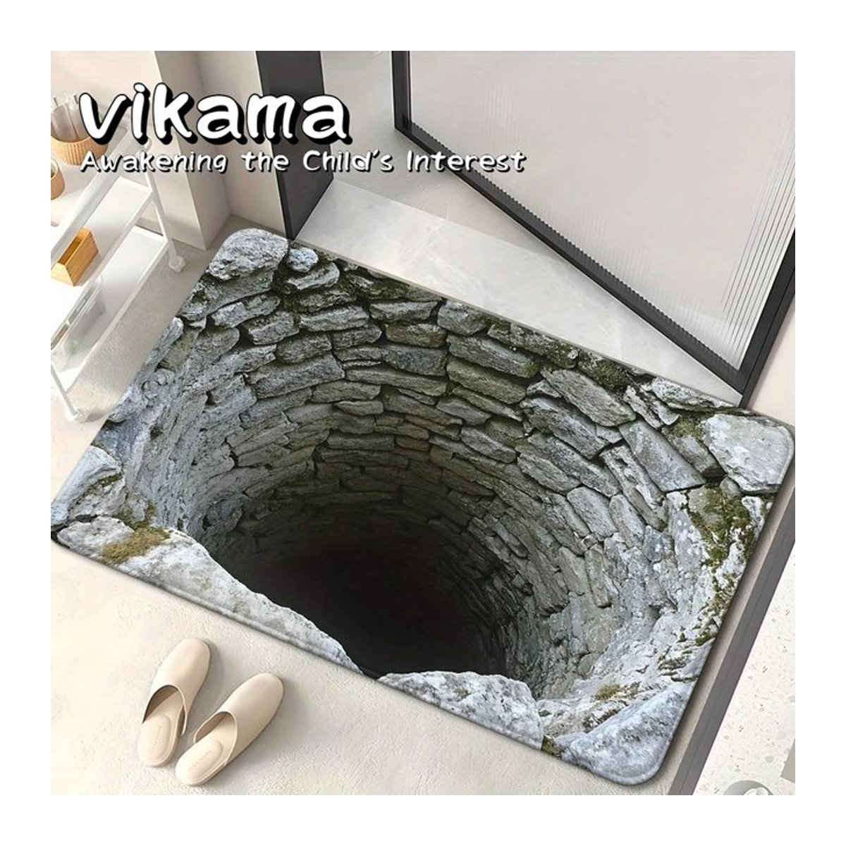 VIKAMA 3D-Fußmatte aus Polyester in Grau, wasserabsorbierend und rutschfest - Bild 1