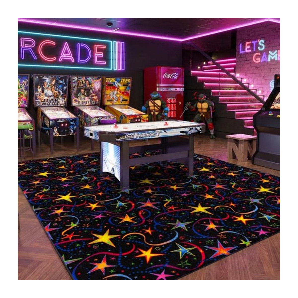 VIKAMA 3D Neonlicht Teppich in Mehrfarbig für Esports Game Room und Lounge Dekorations-Fußpolster - Bild 1