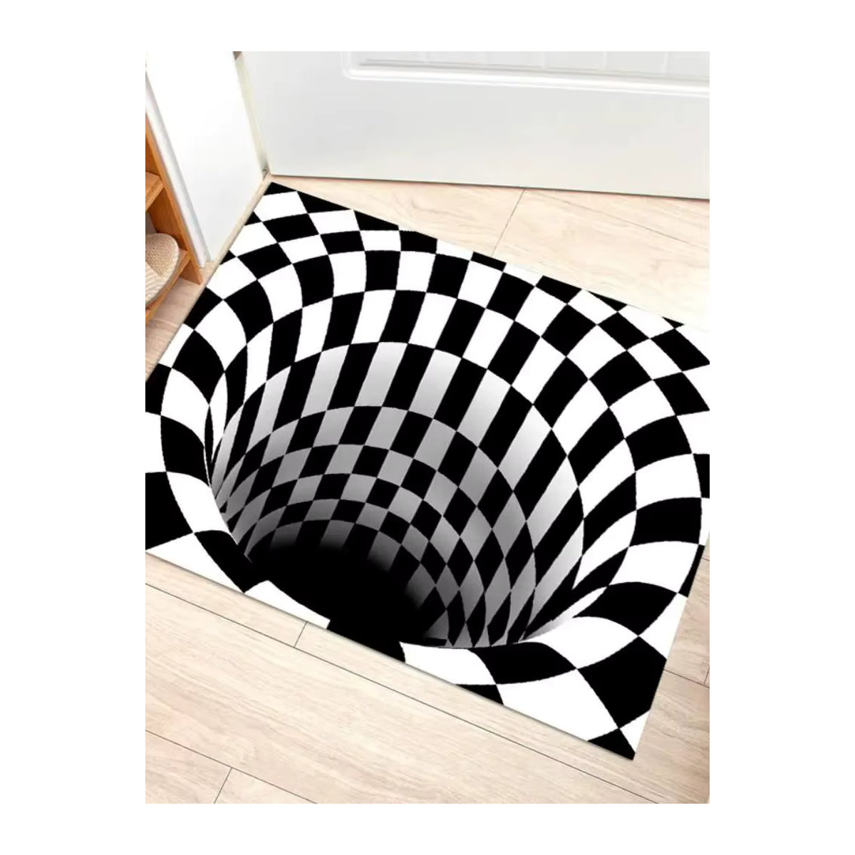 VIKAMA 3D Schwindel-Bodenmatte aus Kristallsamt in Schwarz als rutschfeste Eingangstürmatte für deine Heimdekoration - Bild 5