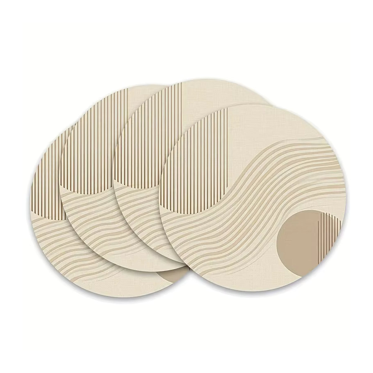 VIKAMA 4-teiliges rundes Tischset in Beige für Küche und Esstisch - Bild 2