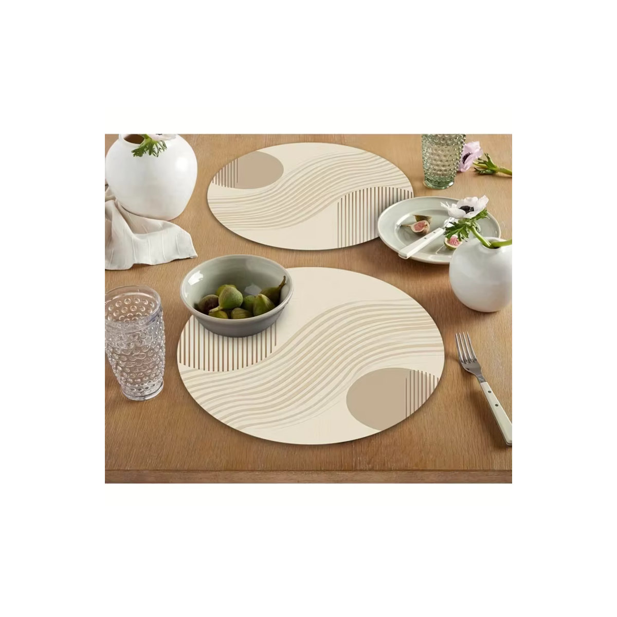 VIKAMA 4-teiliges rundes Tischset in Beige für Küche und Esstisch - Bild 5