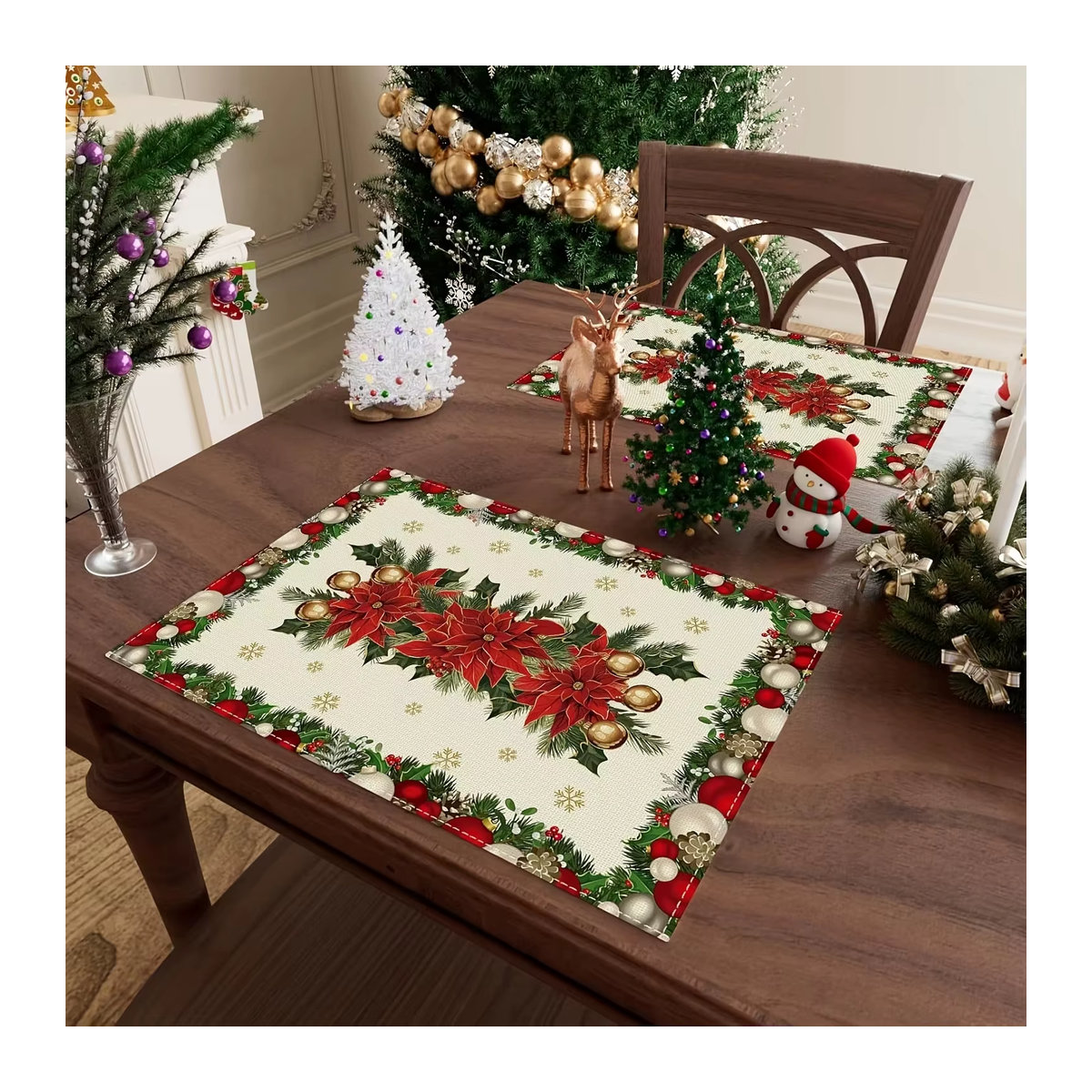 VIKAMA 4er Set dekorative Weihnachts-Tischsets, wasserdicht und wärmeisolierend, mehrfarbig - Bild 2