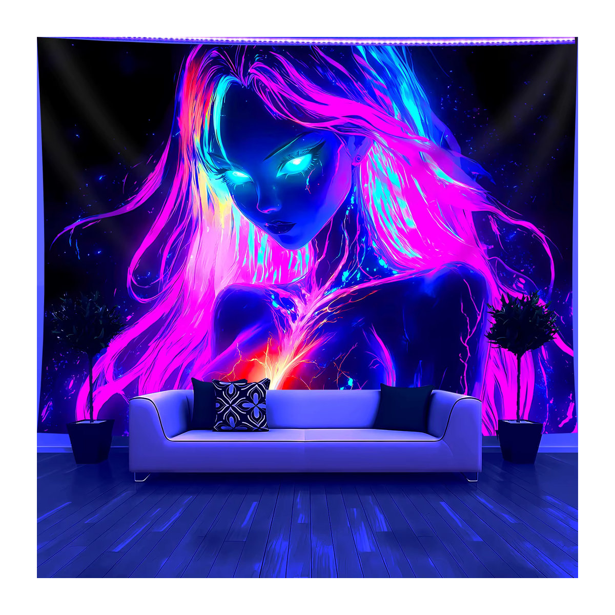 VIKAMA Anime-Graffiti Wandteppich in Mehrfarbig, Rechteckig, Textil Wanddekoration für Schlafzimmer und Wohnheim - Bild 3