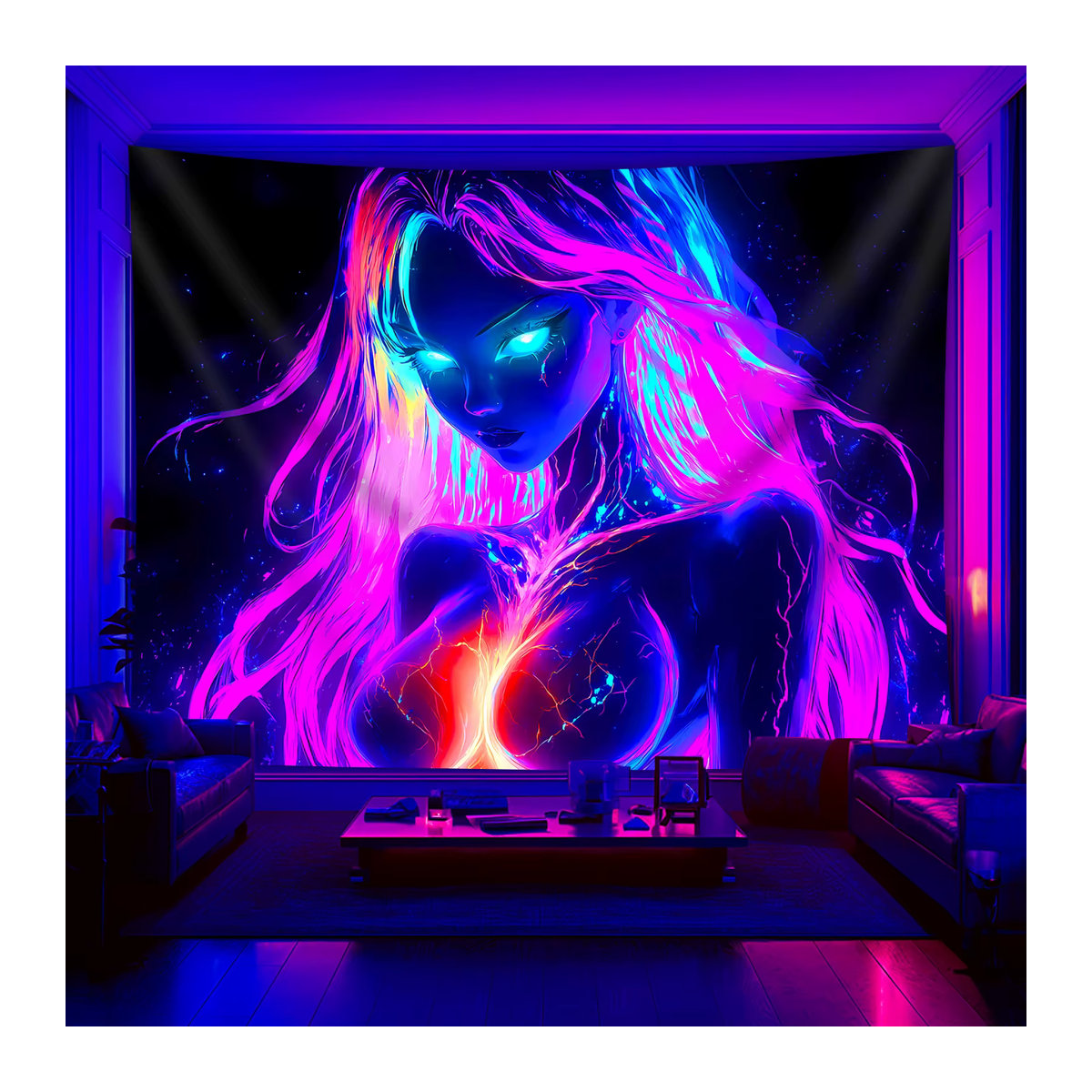 VIKAMA Anime-Graffiti Wandteppich in Mehrfarbig, Rechteckig, Textil Wanddekoration für Schlafzimmer und Wohnheim - Bild 4