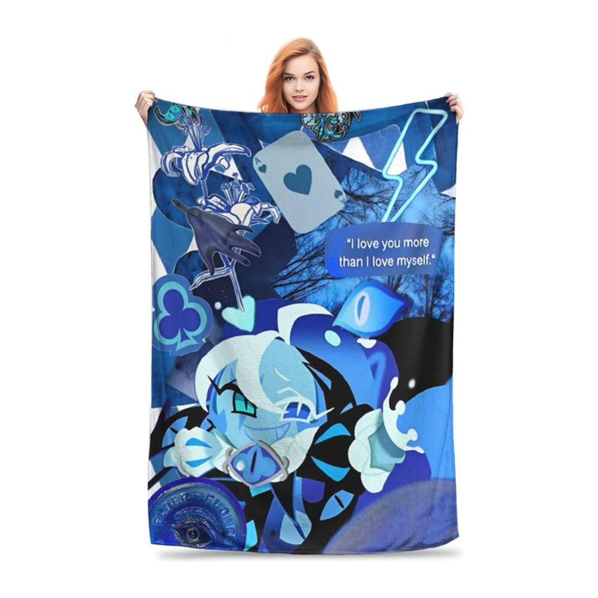 VIKAMA Anime Überwurfdecke in Blau mit abstraktem geometrischem Wolken-Design für Schlafzimmer und Sofa - Bild 1