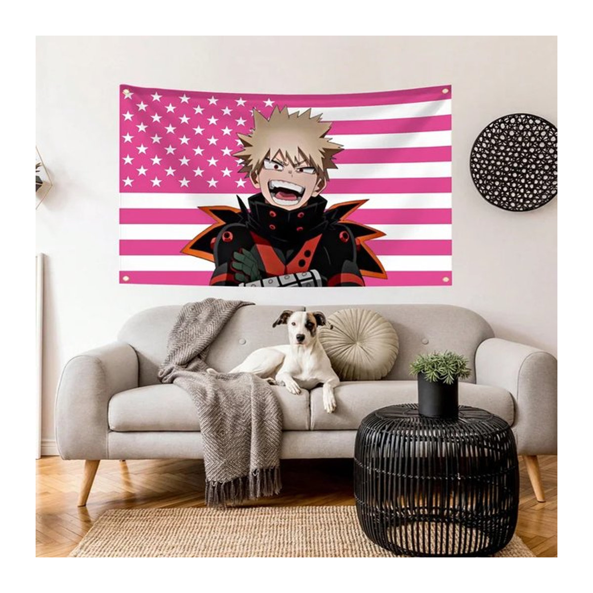 VIKAMA Anime Wanddekoration Bakugo Katsuki Porträt in Rosa, H: 60 cm, B: 40 cm - Bild 1