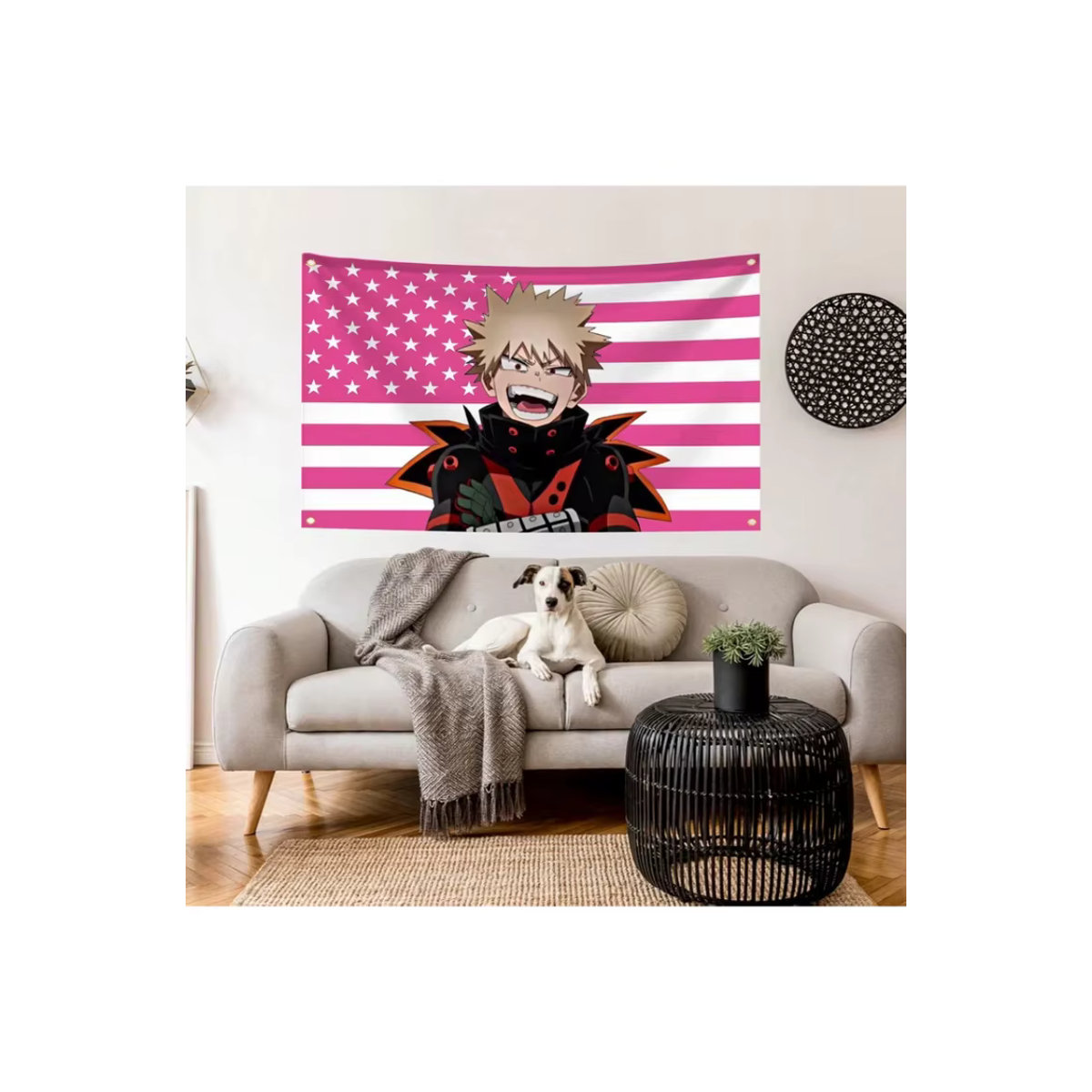 VIKAMA Anime Wanddekoration Bakugo Katsuki Porträt in Rosa, H: 60 cm, B: 40 cm - Bild 2