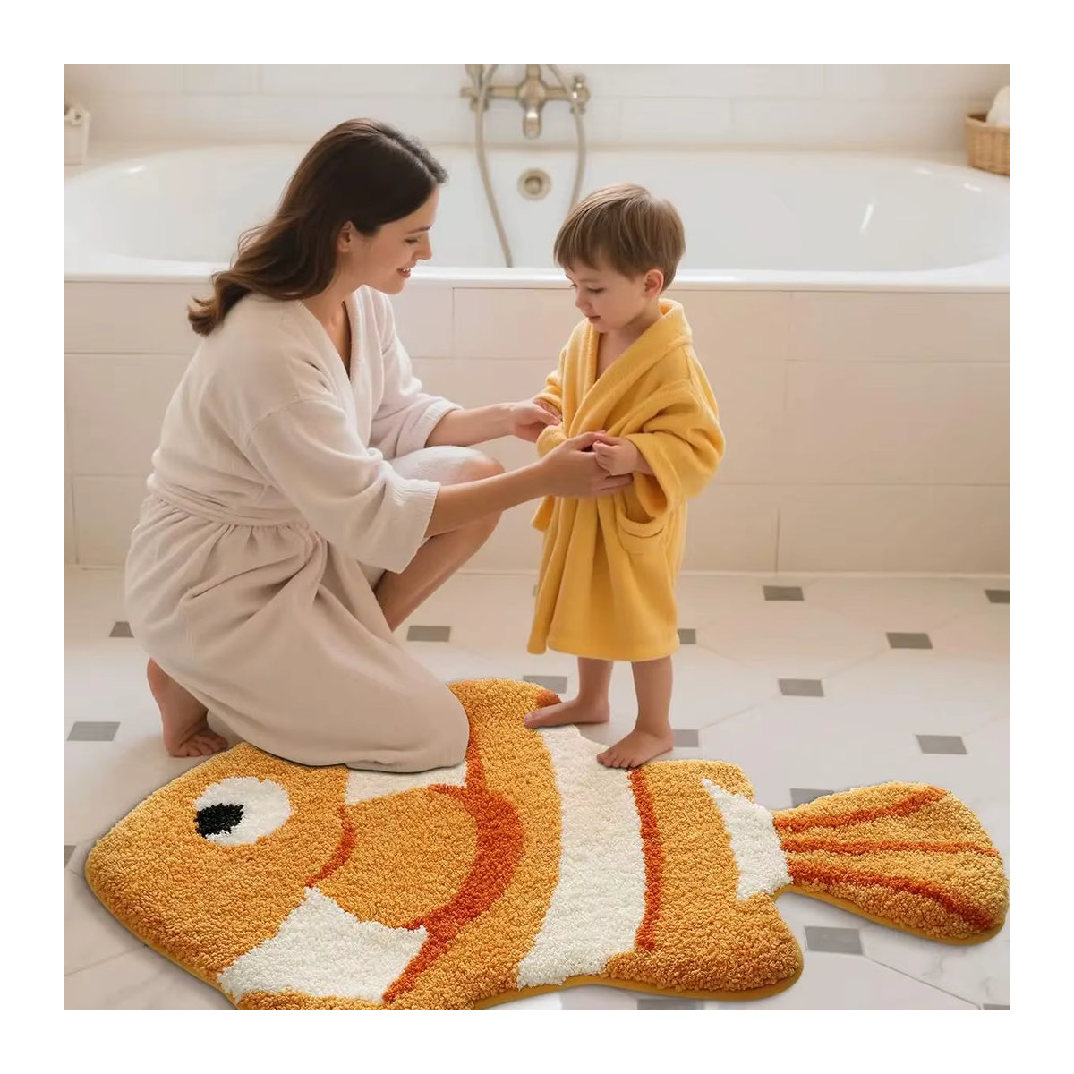 VIKAMA Badezimmer-Fußmatte aus Kunstkaschmir, wasserabsorbierend und rutschfest, mehrfarbig - Bild 5