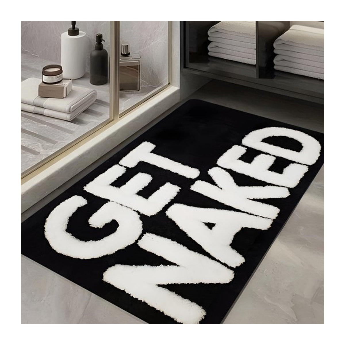 VIKAMA Badezimmermatte schwarz, weich und wasserabsorbierend, rechteckig und tufted - Bild 1