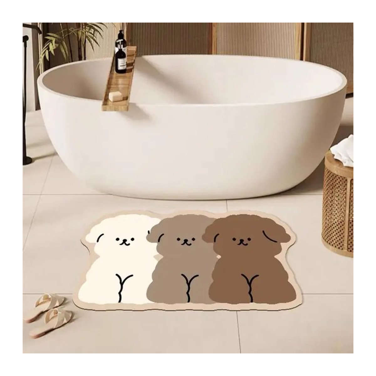 VIKAMA Badezimmerteppich in Hundeform, waschbare und schnell trocknende Bodenmatte für Badezimmer und Duschraum, mehrfarbig - Bild 1