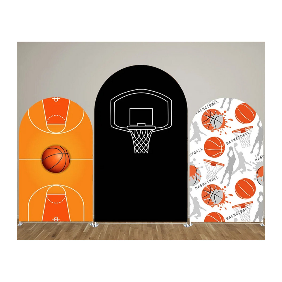 VIKAMA Basketball Party-Hintergrundbogen für Sport-Geburtstage und Abschlussfeiern, mehrfarbig, unregelmäßige Form - Bild 1