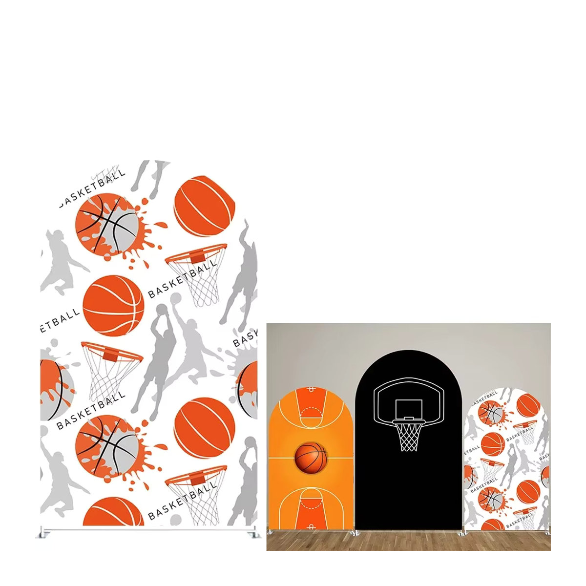 VIKAMA Basketball Party-Hintergrundbogen für Sport-Geburtstage und Abschlussfeiern, mehrfarbig, unregelmäßige Form - Bild 3