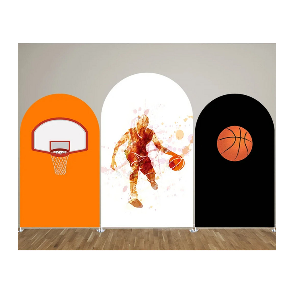 VIKAMA Basketball Party-Hintergrunddecke als Stretch-Vorhang für Kindergeburtstage und Taufen, mehrfarbig, B/H: 150 x 150 cm - Bild 1