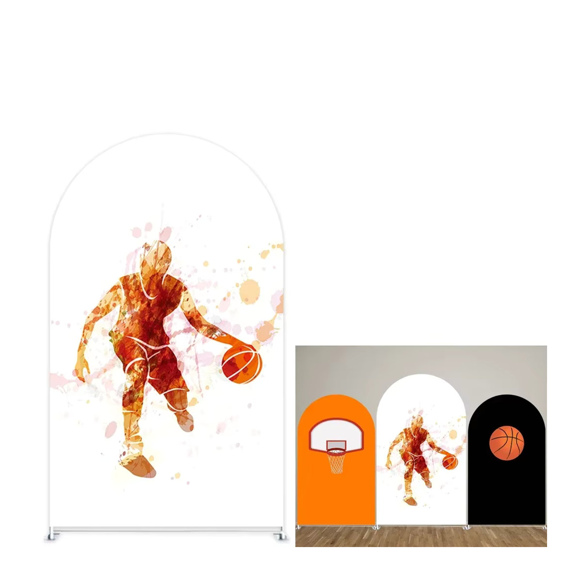 VIKAMA Basketball Party-Hintergrunddecke als Stretch-Vorhang für Kindergeburtstage und Taufen, mehrfarbig, B/H: 150 x 150 cm - Bild 2