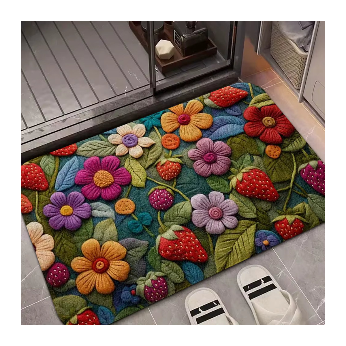 VIKAMA Blumen Teppich mehrfarbig für Flur und Wohnzimmer - Bild 2