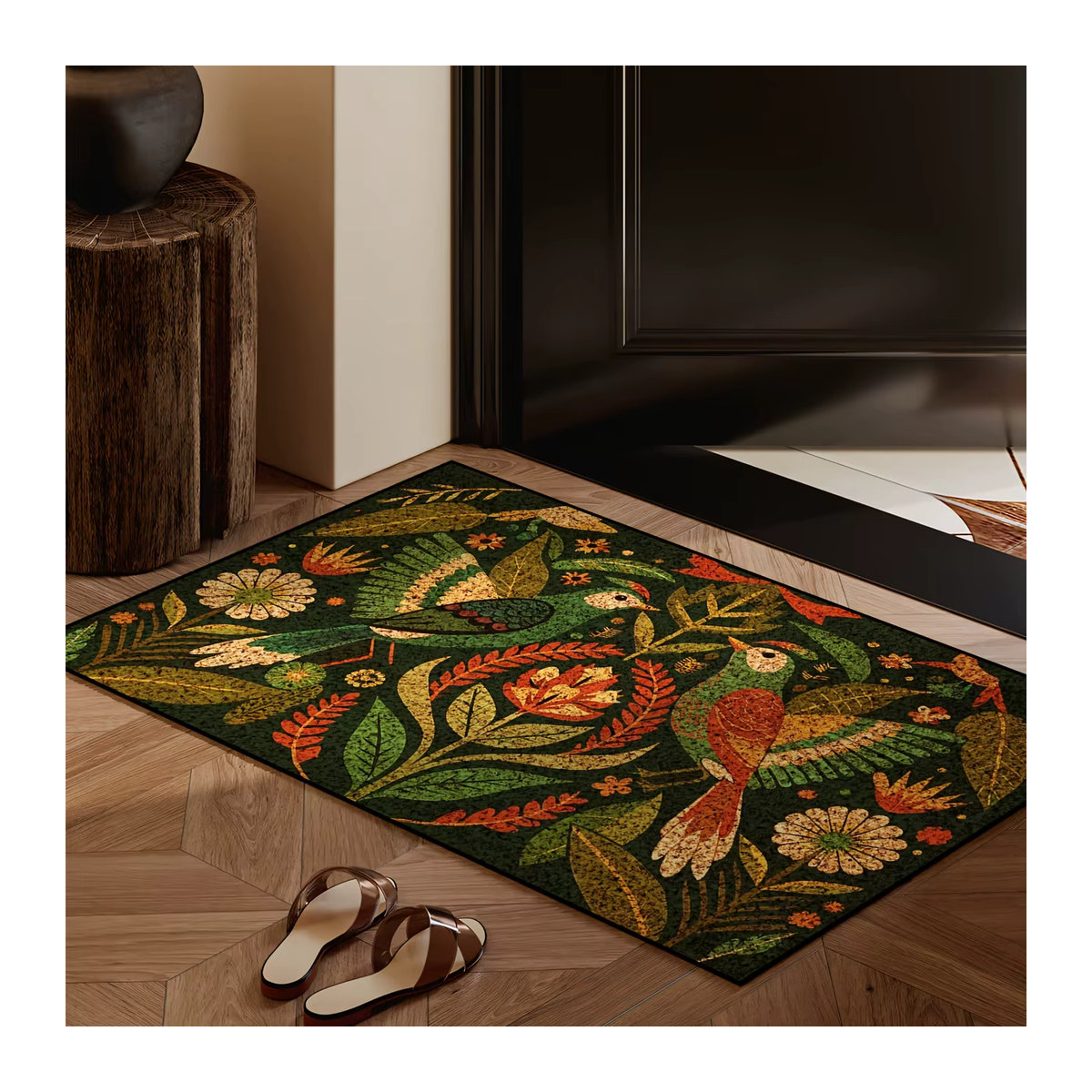 VIKAMA Bodenmatte American Country Design mit Vogel- und Blumenmuster für Außenbereich und Eingangsbereich, mehrfarbig - Bild 2