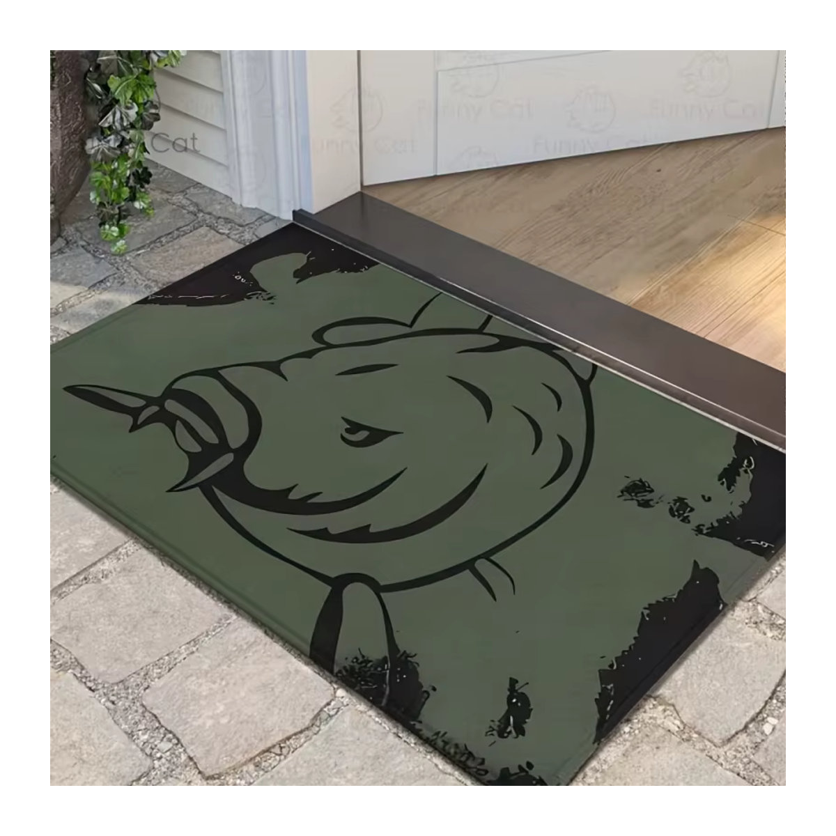 VIKAMA Bodenmatte mit Lachs-Fischmuster in Grün für Angler als Willkommensmatte für Eingang, Veranda oder Terrasse - Bild 3