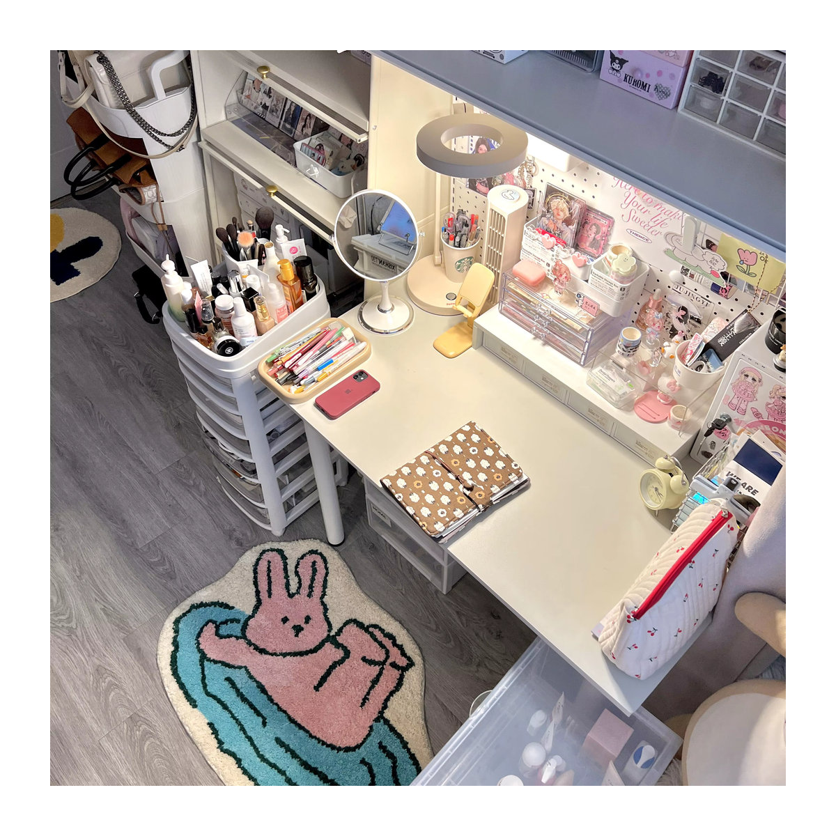 VIKAMA Bodenmatte mit niedlichem Kaninchen-Cartoon-Design, weich und mehrfarbig, ideal für Wohnzimmer, Sofa oder Eingangsbereich - Bild 4