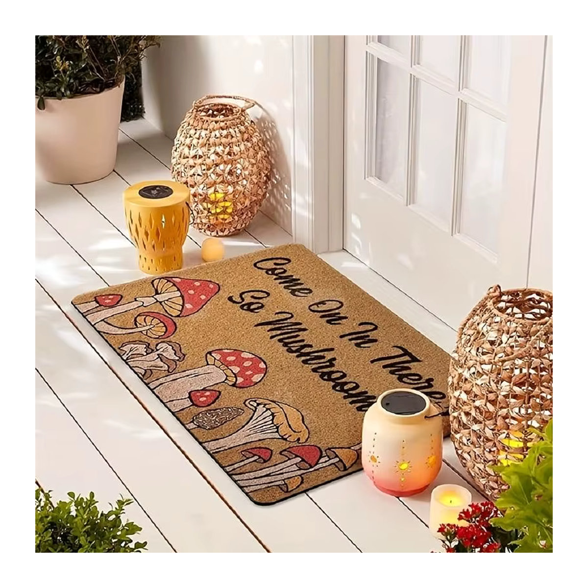 VIKAMA Bodenmatte Mushroom Design in Braun für Küche und Innenbereich sowie Außenbereiche - Bild 5