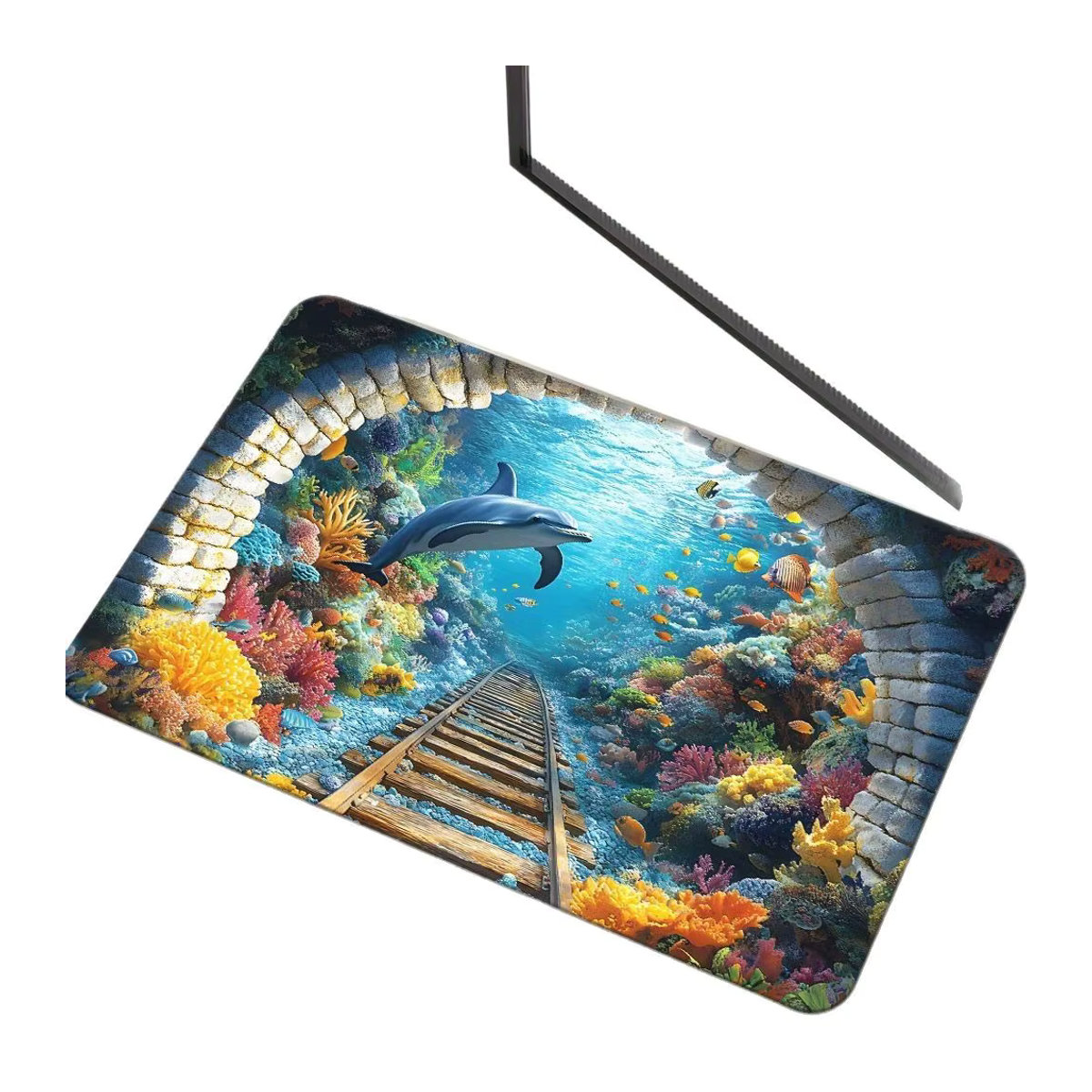 VIKAMA Bodenmatte Visual Summer Ocean mit Kieselalgenschlamm-Design, rutschfest und schmutzabweisend, mehrfarbig, rechteckig - Bild 7