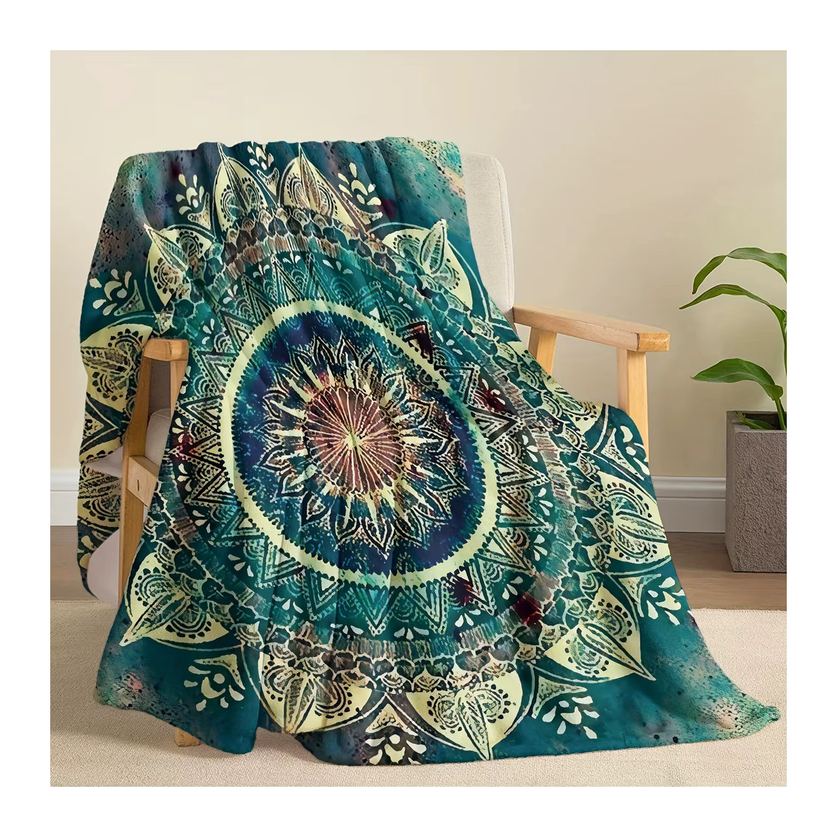 VIKAMA Bohemian Mandala Decke in Blau mit ethnischem Kunstdesign für Wohnzimmer und Schlafzimmer - Bild 2