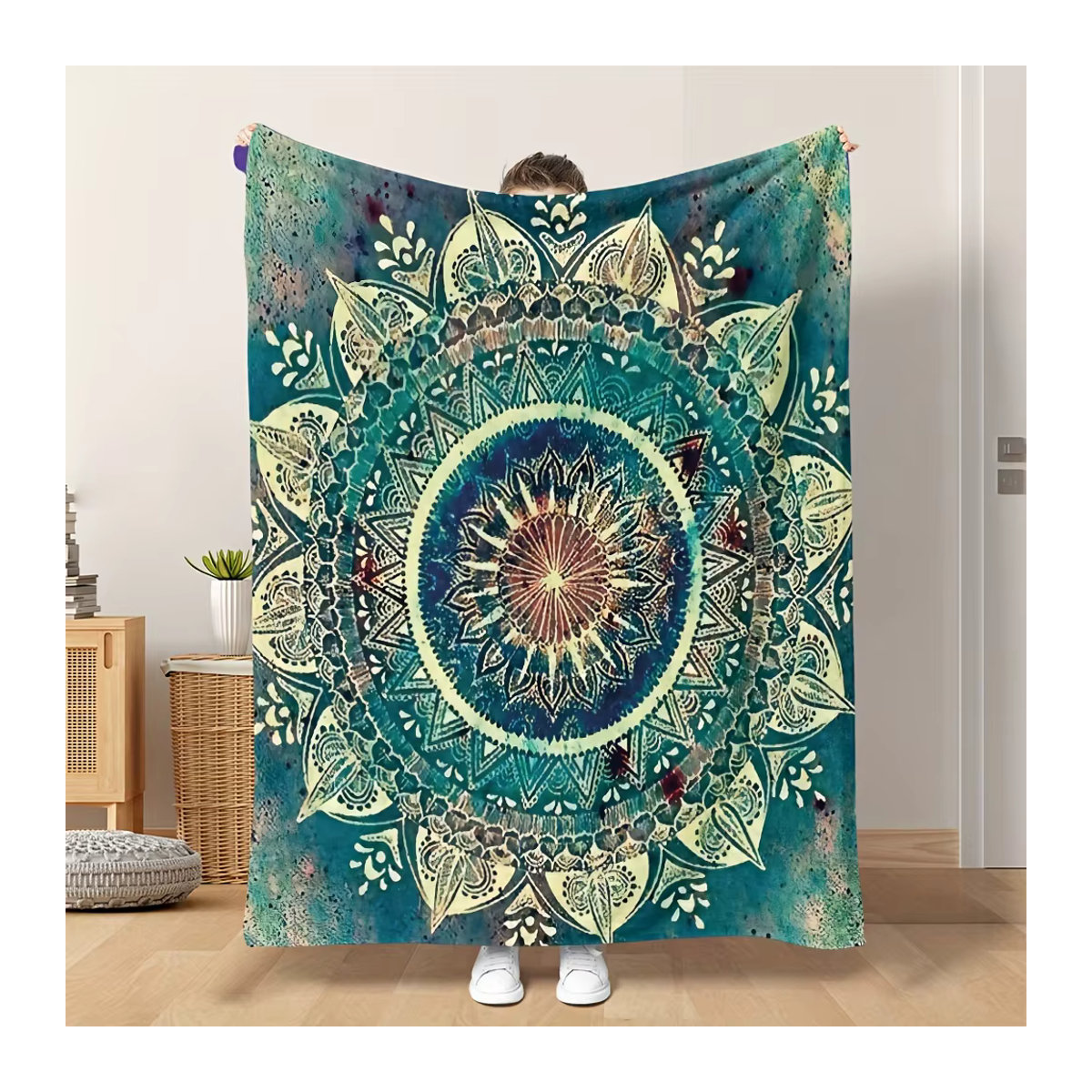 VIKAMA Bohemian Mandala Decke in Blau mit ethnischem Kunstdesign für Wohnzimmer und Schlafzimmer - Bild 3
