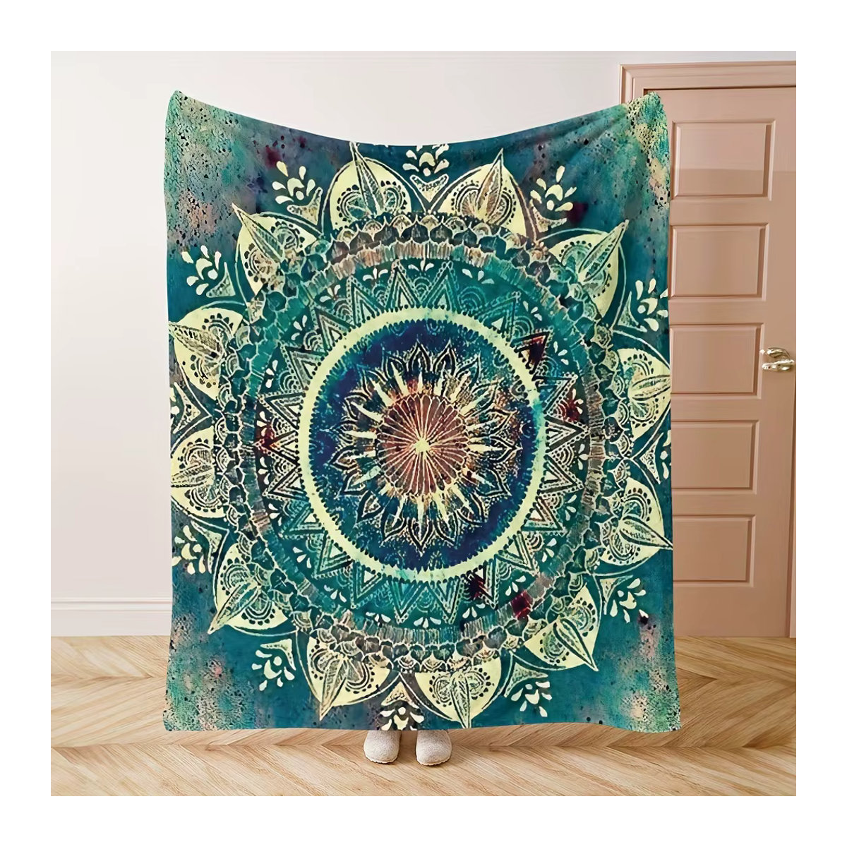 VIKAMA Bohemian Mandala Decke in Blau mit ethnischem Kunstdesign für Wohnzimmer und Schlafzimmer - Bild 4
