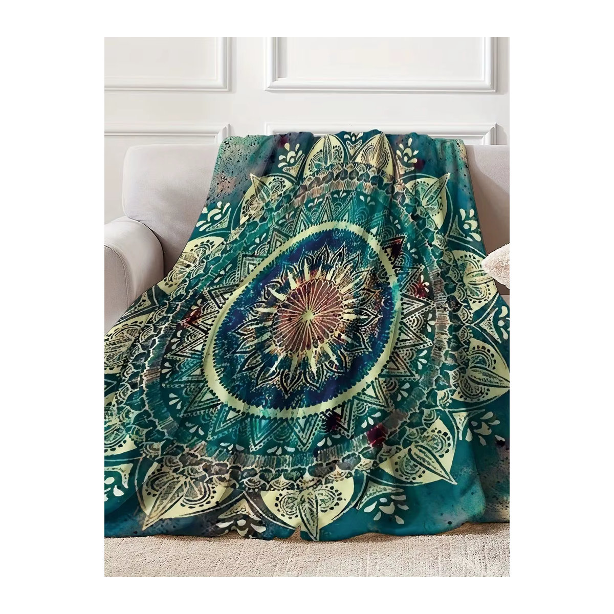 VIKAMA Bohemian Mandala Decke in Blau mit ethnischem Kunstdesign für Wohnzimmer und Schlafzimmer - Bild 5