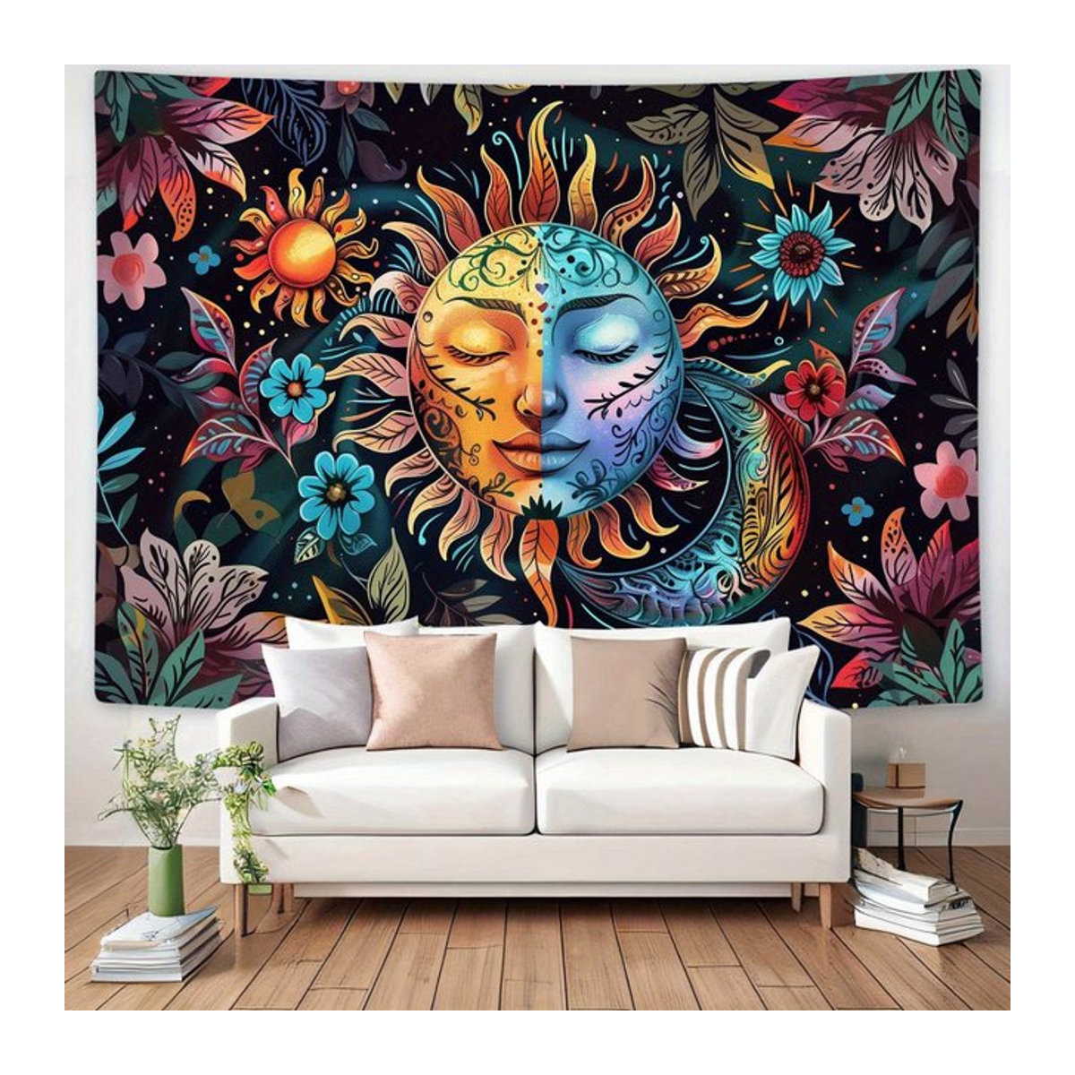 VIKAMA Bohemian Tarot Wandbehang, abstrakte Wanddekoration in Mehrfarbig, B/H: 60 x 40 cm - Bild 1