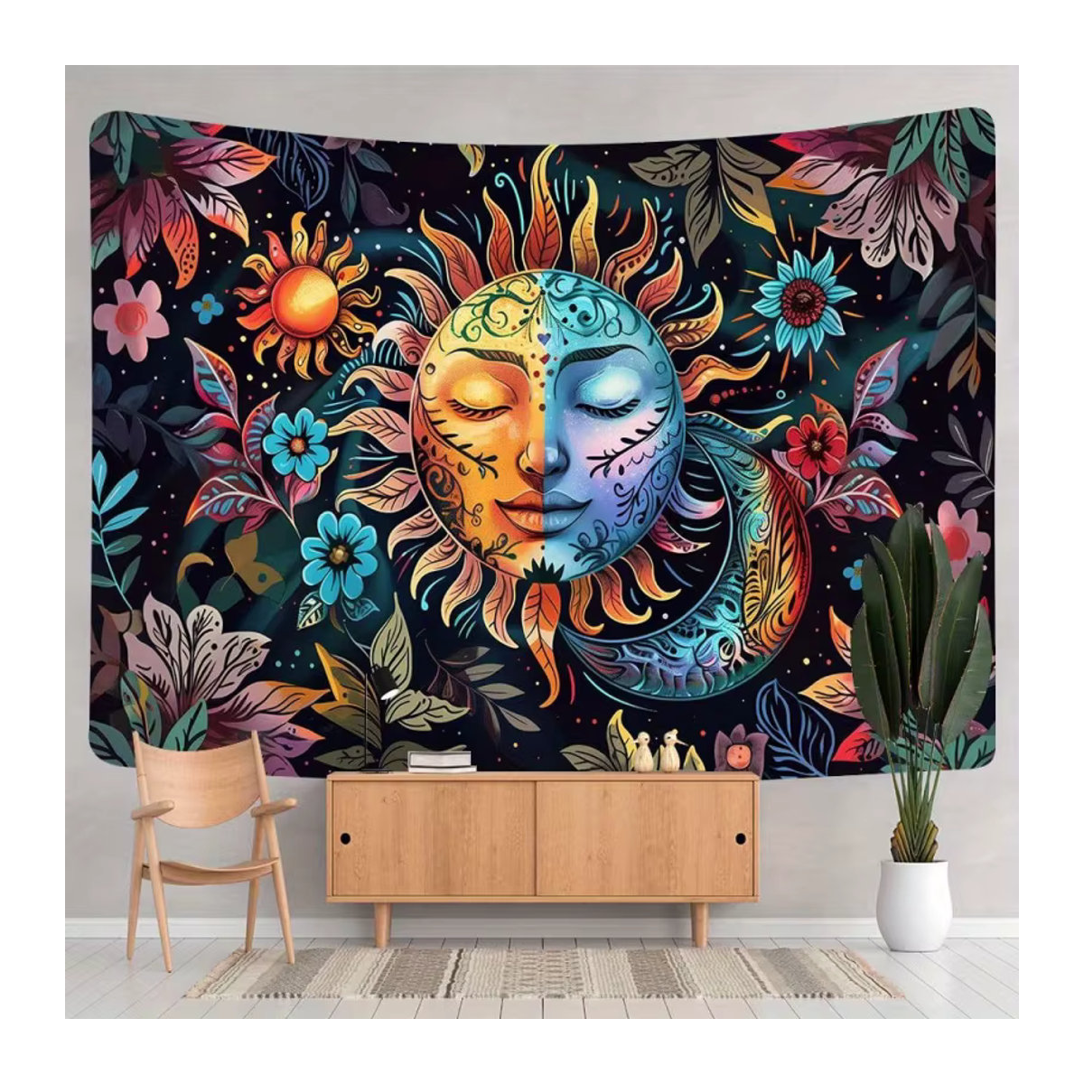 VIKAMA Bohemian Tarot Wandbehang, abstrakte Wanddekoration in Mehrfarbig, B/H: 60 x 40 cm - Bild 2