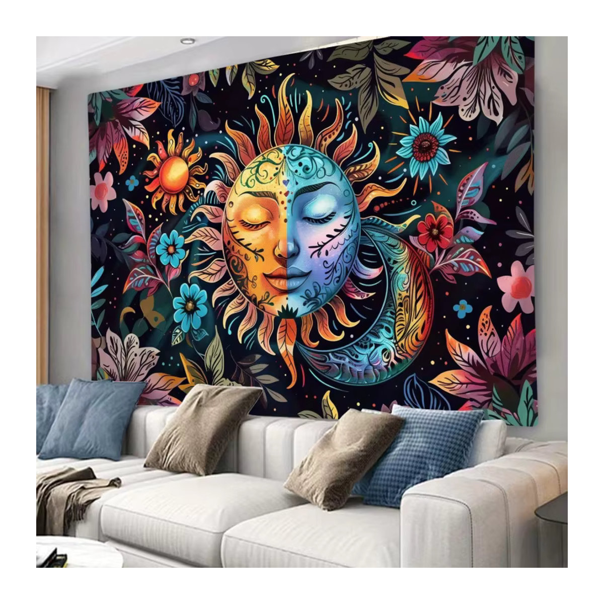 VIKAMA Bohemian Tarot Wandbehang, abstrakte Wanddekoration in Mehrfarbig, B/H: 60 x 40 cm - Bild 3
