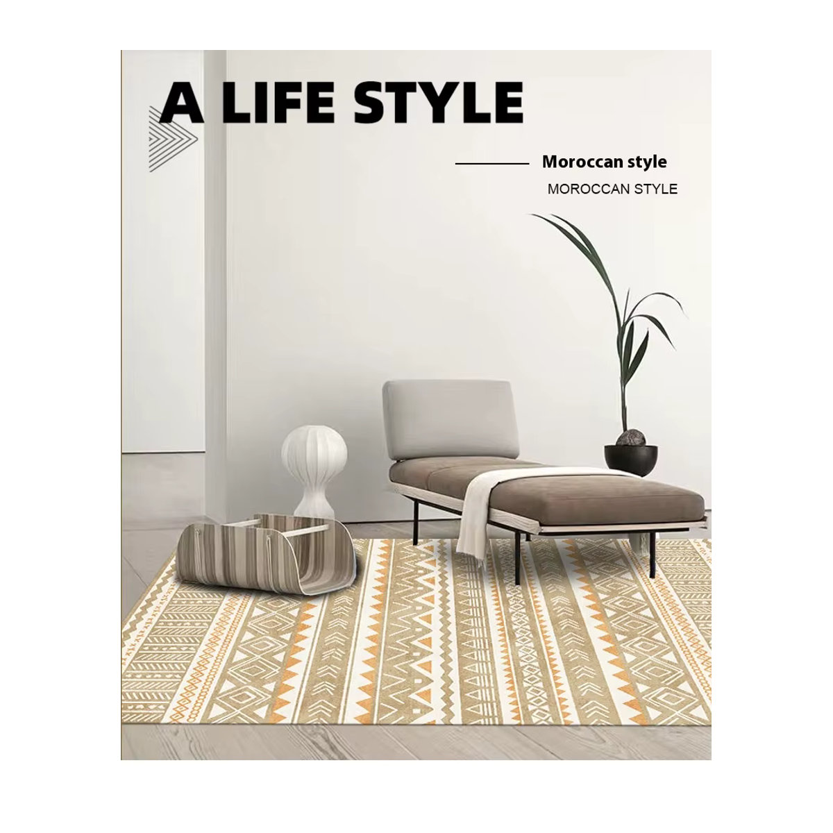 VIKAMA BOHO Kristall-Samt-Teppich in Creme, waschbar und schmutzabweisend für dein Schlafzimmer - Bild 2