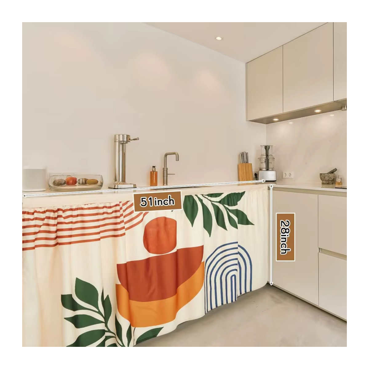 VIKAMA Breling Boho Schrankvorhänge mit modernem abstrakten Design in Mehrfarbig - Bild 2