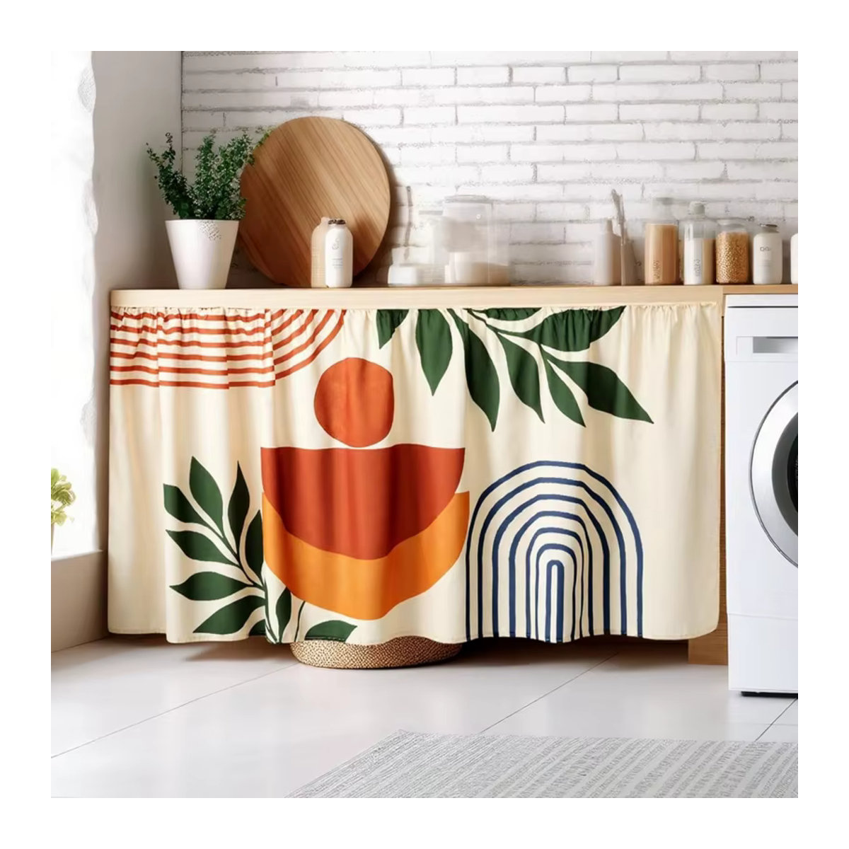 VIKAMA Breling Boho Schrankvorhänge mit modernem abstrakten Design in Mehrfarbig - Bild 5