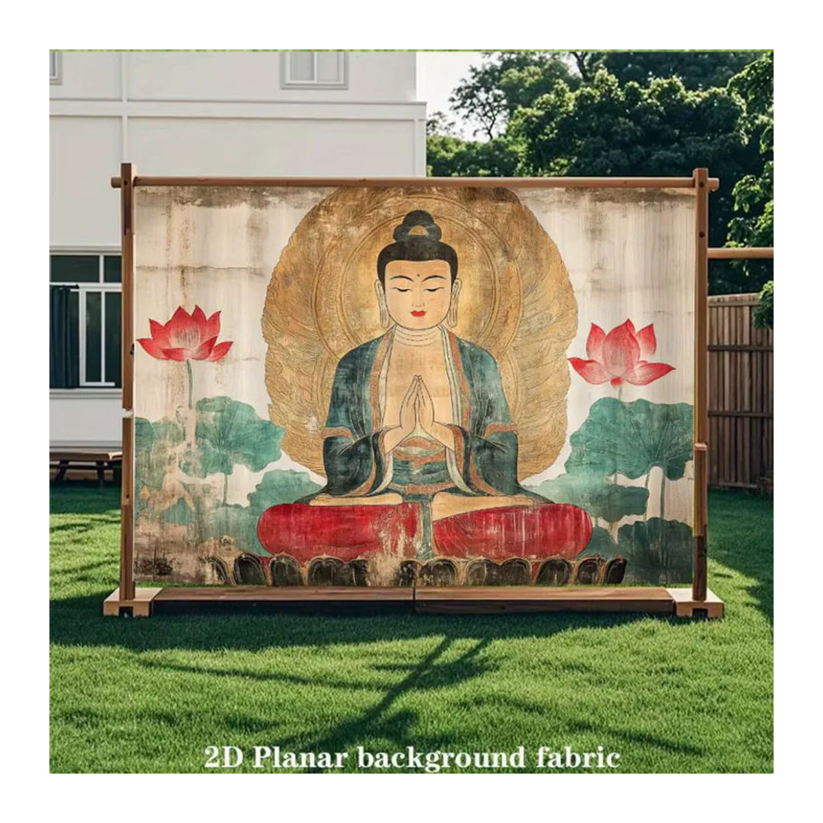 VIKAMA Buddha Wandbehang mit Mandala-Motiv, mehrfarbiger Textil-Wandteppich für Yoga- und Meditationsräume, B/H: 60 x 40 cm - Bild 2