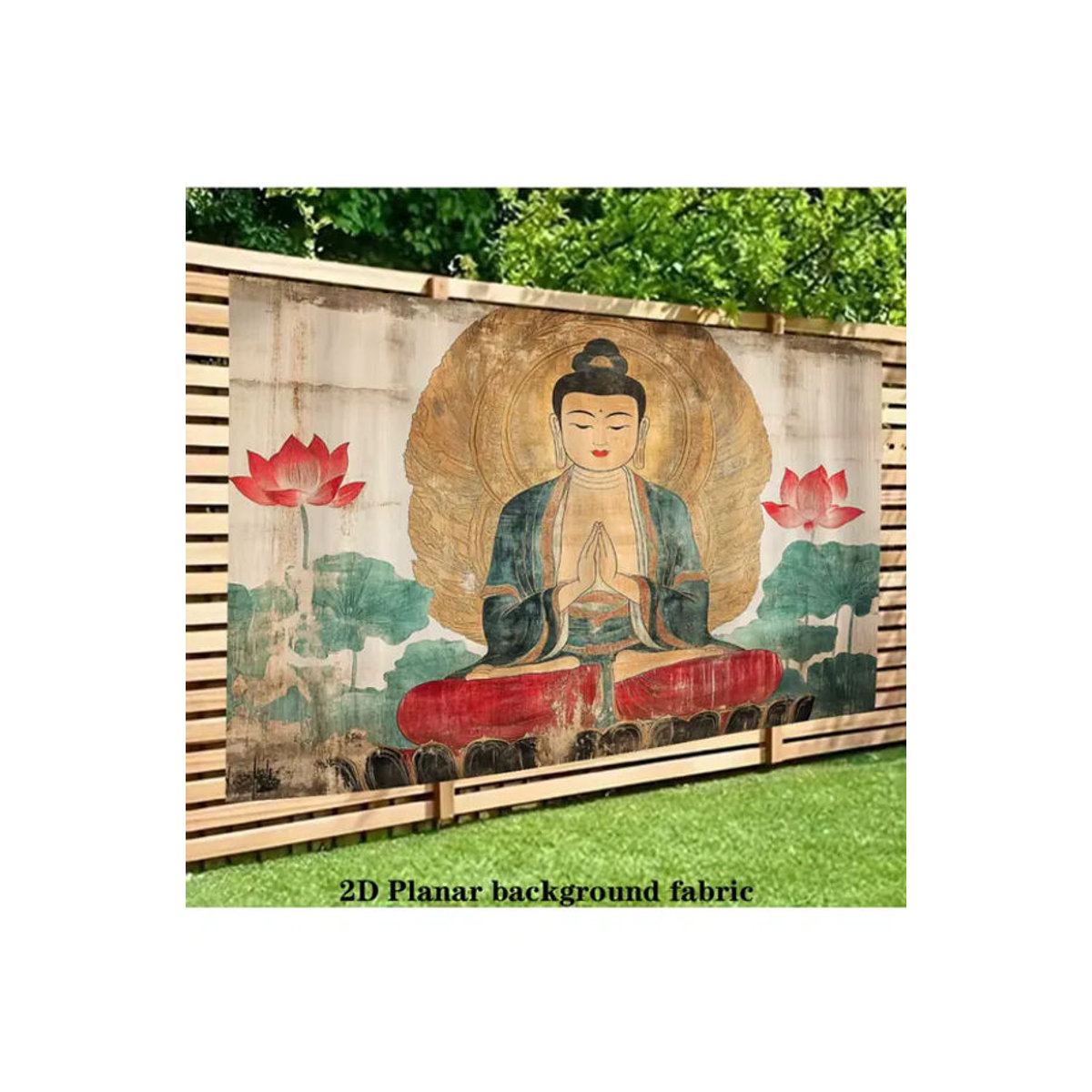 VIKAMA Buddha Wandbehang mit Mandala-Motiv, mehrfarbiger Textil-Wandteppich für Yoga- und Meditationsräume, B/H: 60 x 40 cm - Bild 6