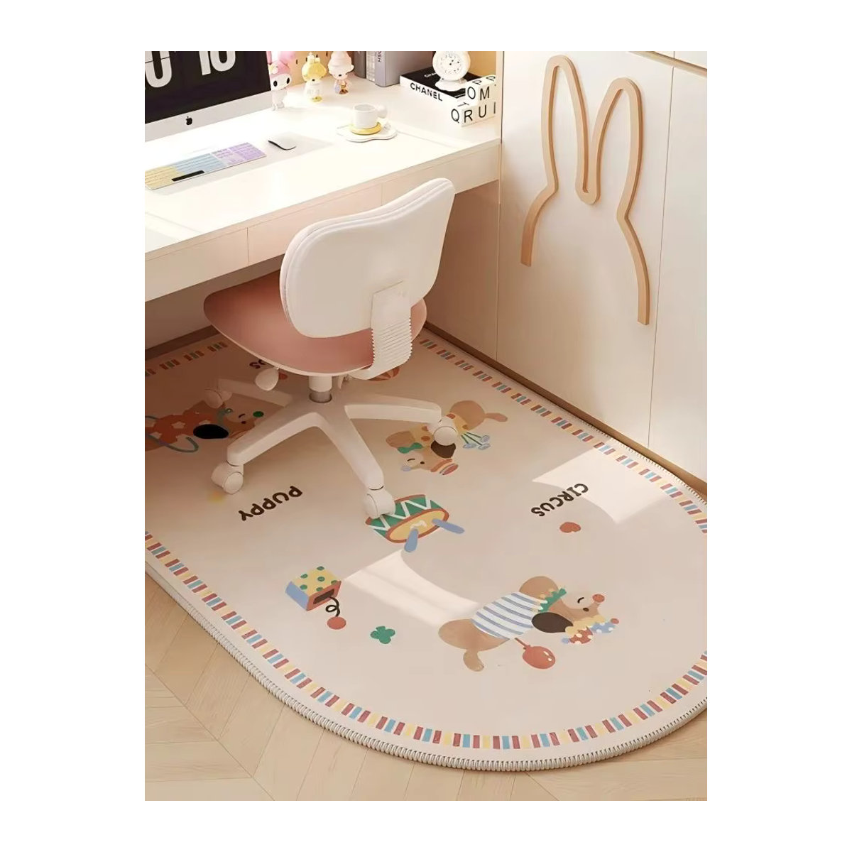 VIKAMA Cartoon Arc Teppich Creme Wasserdicht für Kinderzimmer und Drehstühle - Bild 2