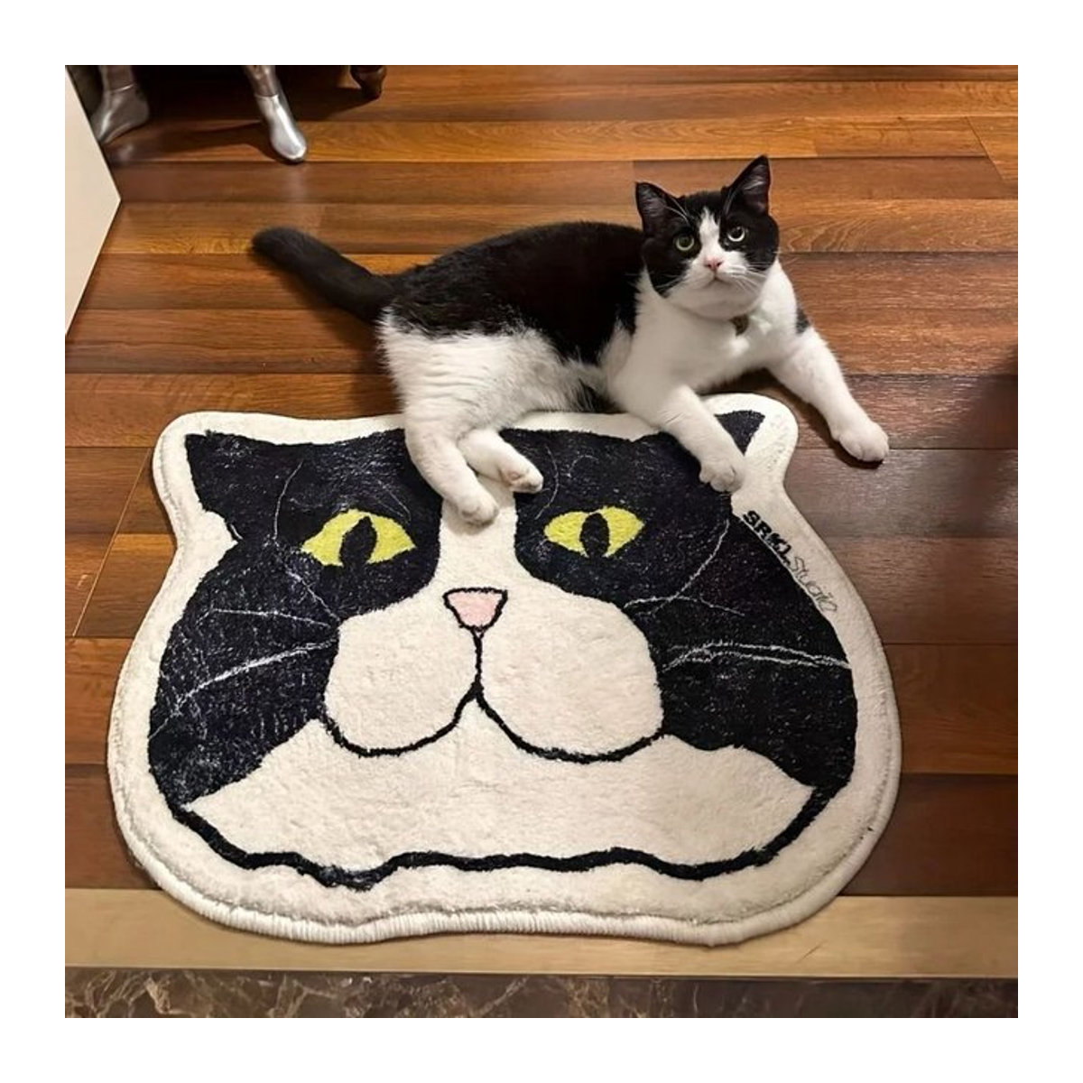 VIKAMA Cartoon Big Head Katze Fußmatte wasserdicht und antifouling für Eingang, Wohnzimmer oder Schlafzimmer, mehrfarbig - Bild 1